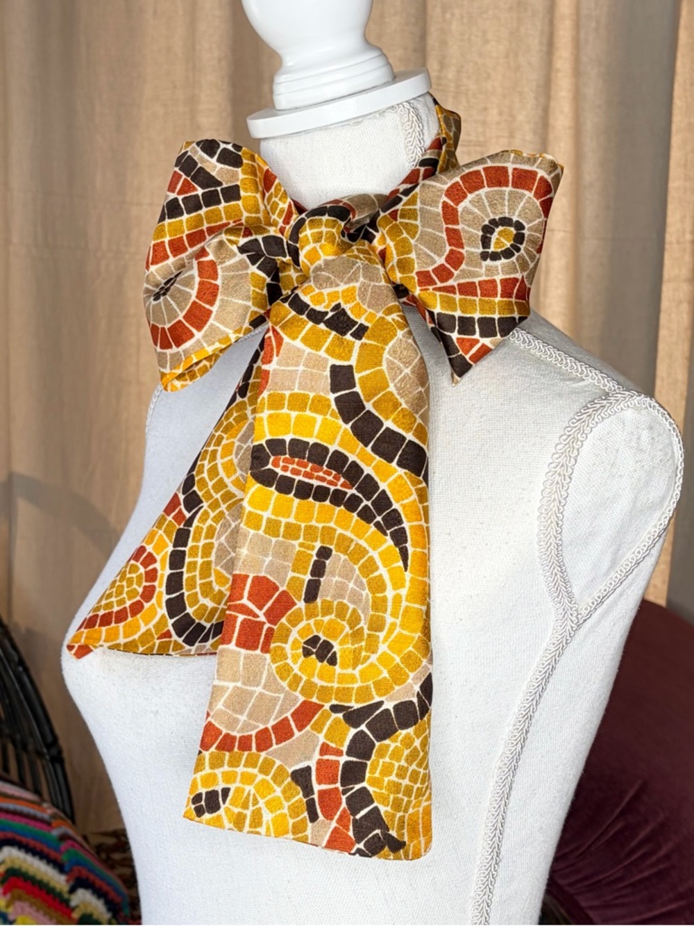 70s Large Paisley Bow Scarf